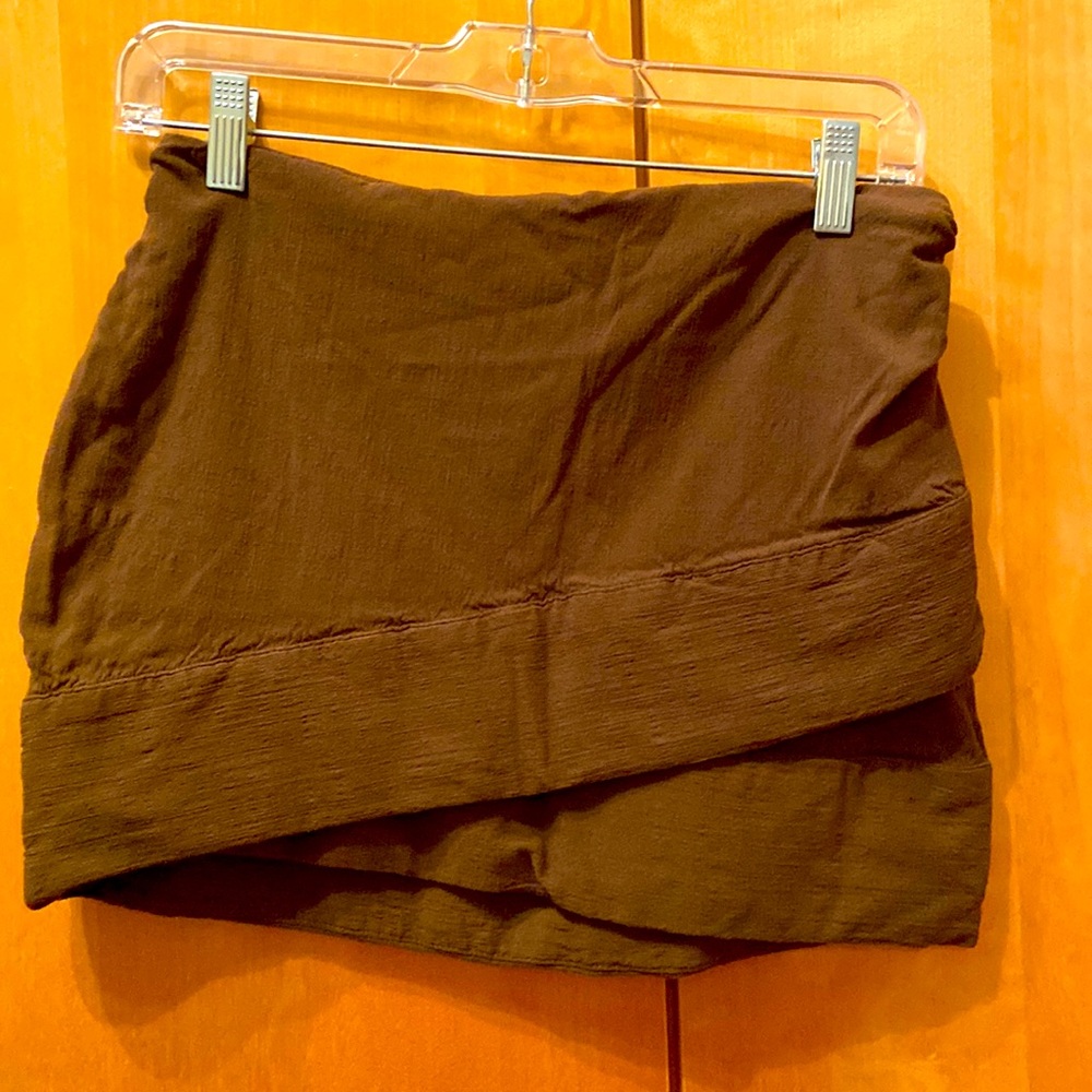 Free People sz 6 mini skirt olive green/grunge/boho wrap punk/cottage/artsy
